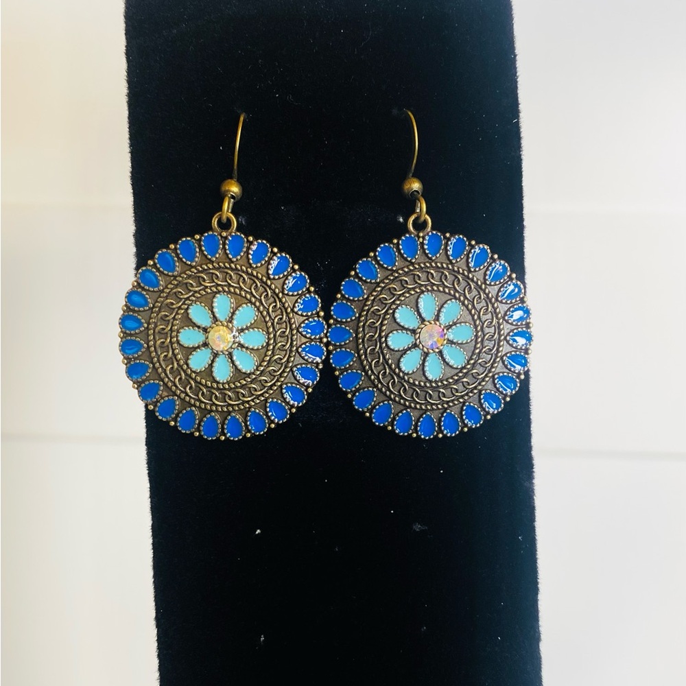 Boho Multicolor Turquoise Floral Earrings